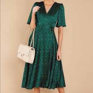 Green polka dot dress